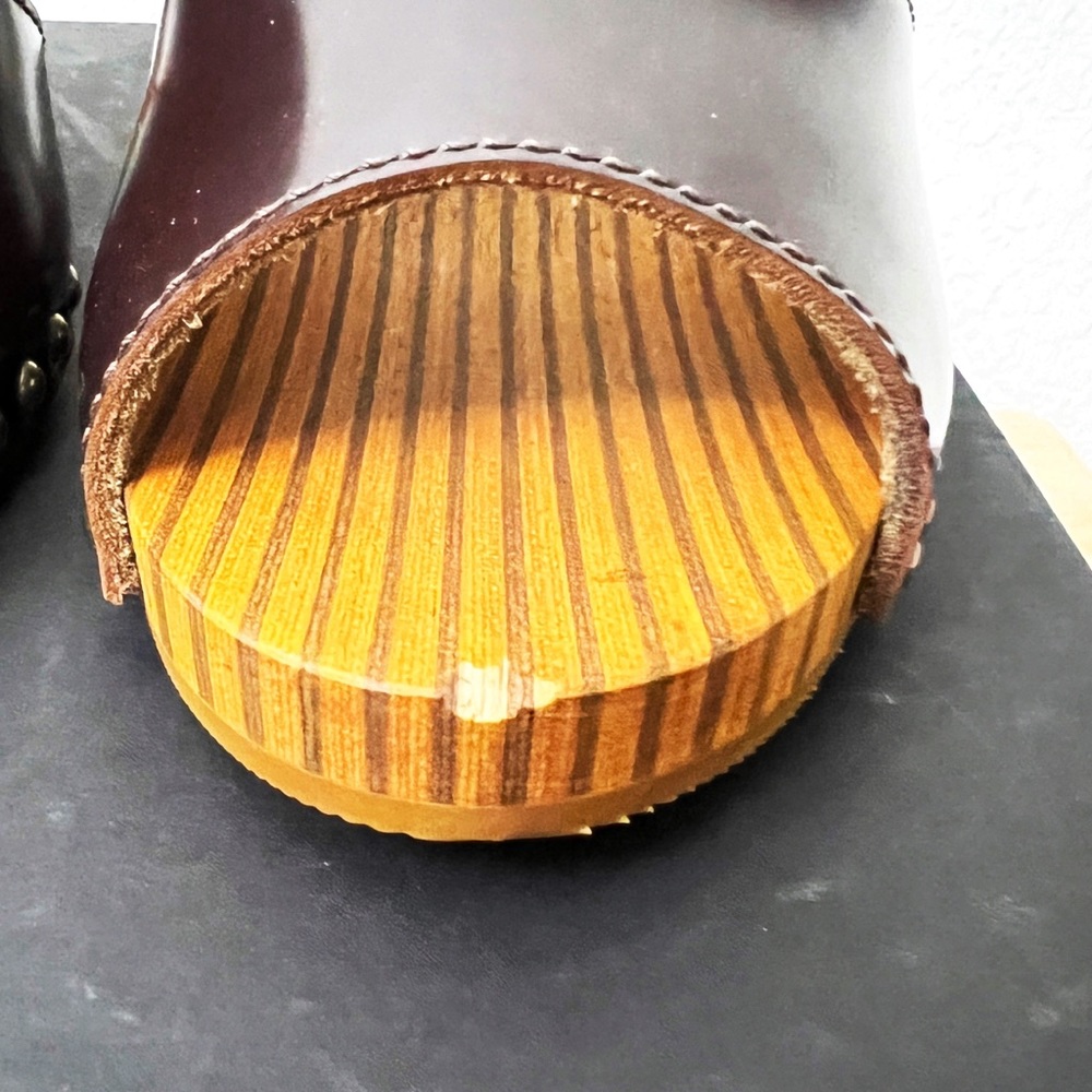 Marc Jacobs Runway Leather Wood Heel Clogs 39 - Picture 12 of 12